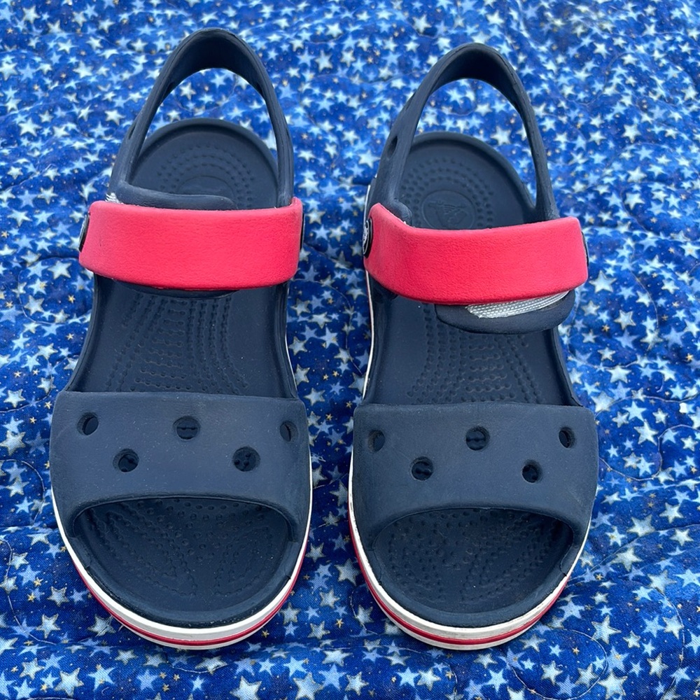 Crocs navy red sandals size 12
